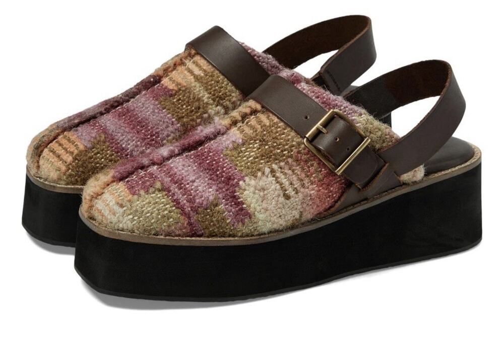 Free People Astrid Clog Platform Mule Mulberry Slingback Slide Size 9 New Boho